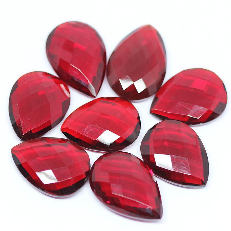 Red Garnet Quartz Faceted Pear Drops Briolette Beads 1 Matching Pair 2pc 22x15mm - Jalvi & Co.