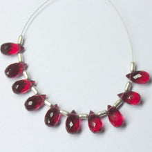 Load image into Gallery viewer, Red Garnet Quartz Faceted Teardrop Beads 10mm 10pc - Jalvi &amp; Co.