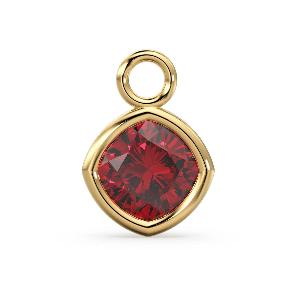 Red Garnet Solid Gold Charm / Natural Gemstone Handmade Pendant / 1pc 14k Solid Yellow Gold Jewelry Making Findings / January BirthstoneSALE - Jalvi & Co.