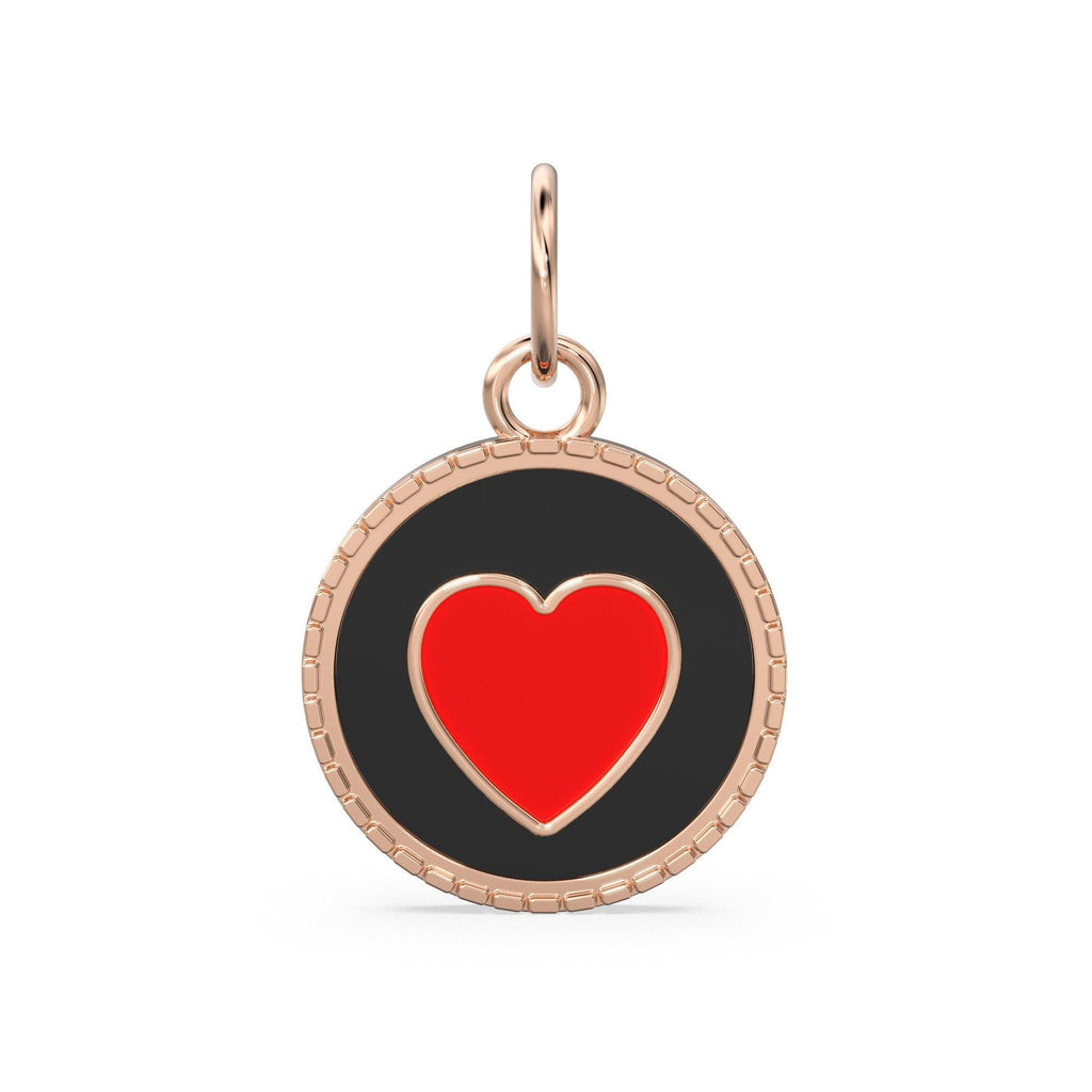 Red Heart Enamel Charm / Love 14k Solid Gold Pendant / 18k Gold Velntine Charm / Heart Gold Pendant / Mi Amor Charm - Jalvi & Co.