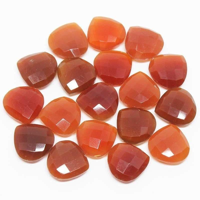 Red Onyx Faceted Heart Briolette Loose Gemstone Beads Matching Pair 5pc 14mm - Jalvi & Co.