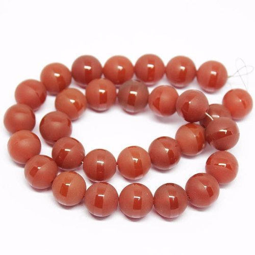 Red Onyx Fancy Roasted Smooth Ball Round Gemstone Loose Beads Strand 12mm 14