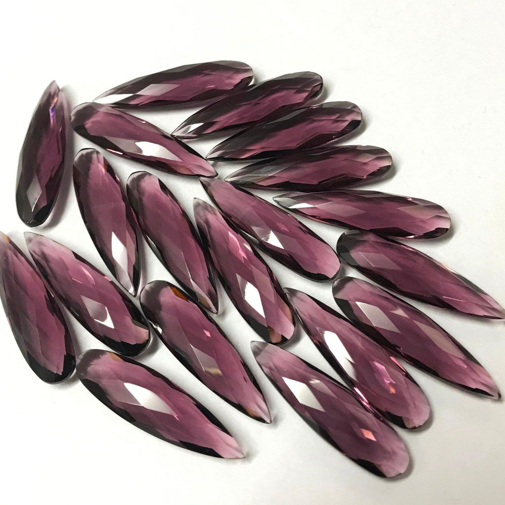 Red Pyrope Garnet Quartz Faceted Pear Long Drop Loose Pair Beads 30mm x 8mm - Jalvi & Co.