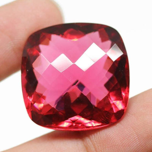 Red Quartz Hydro Rectangle Cut Stone Gemstone, 25x25x14mm, 63.22ct - Jalvi & Co.