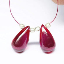 Load image into Gallery viewer, Red Quartz Smooth Tear Drops Beads 15mm 2pc - Jalvi &amp; Co.