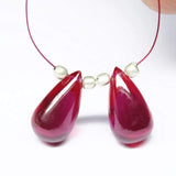 Red Quartz Smooth Tear Drops Beads 15mm 2pc