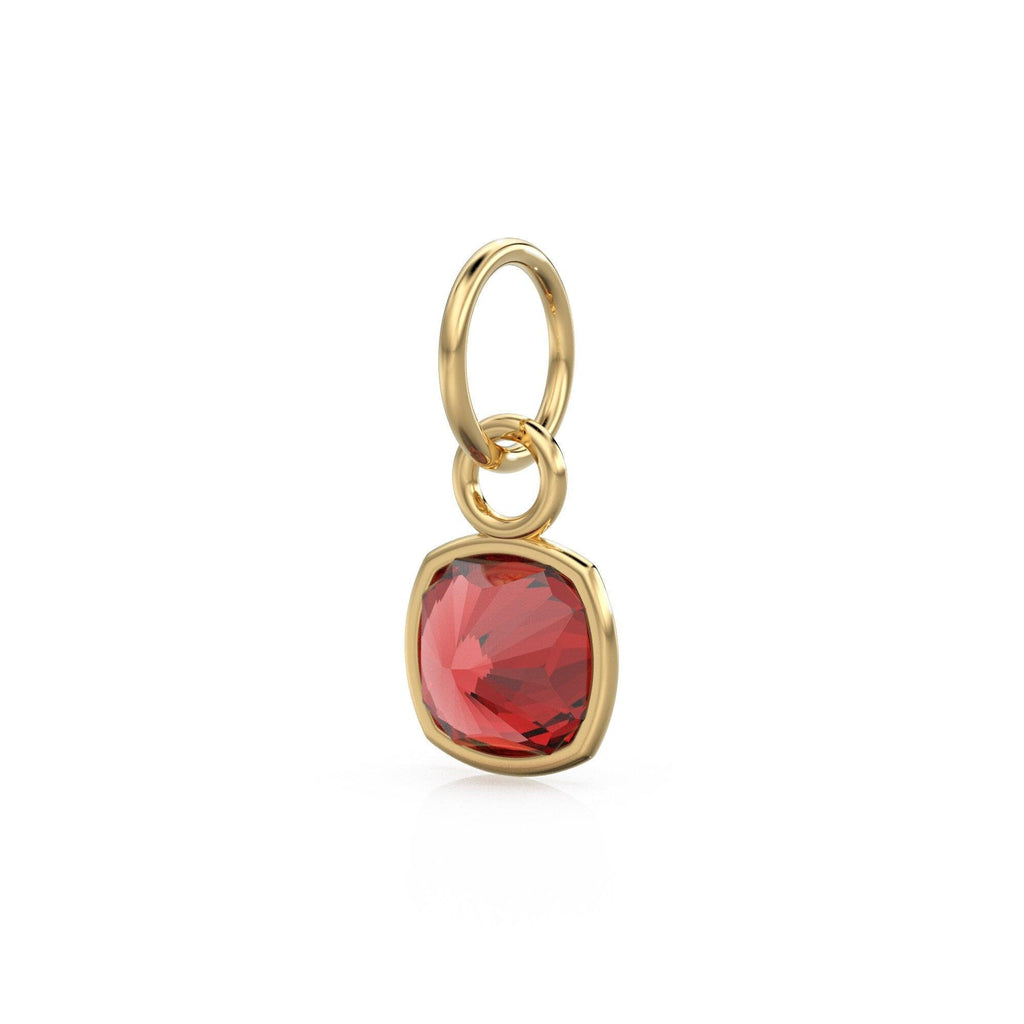 Red Ruby Corundum Gemstone Charms 14k Yellow Solid Gold Charm Pendant Red Cushion Gemstone Bezel 18K Gold Jewelry Finding - Jalvi & Co.