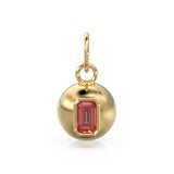 Red Ruby Emerald Cut 18k Gold Bauble Ball Gold Charm / Red Ruby Gemstone Handmade Gold Pendant / 14k Gold Jewelry Making July Birthstone