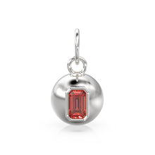 Load image into Gallery viewer, Red Ruby Emerald Cut 18k Gold Bauble Ball Gold Charm / Red Ruby Gemstone Handmade Gold Pendant / 14k Gold Jewelry Making July Birthstone - Jalvi &amp; Co.