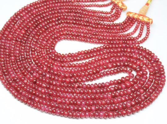 Red Ruby Natural Dyed Smooth Rondelle Loose Gemstone Spacer 3mm 4mm 16" Beads Strand - Jalvi & Co.