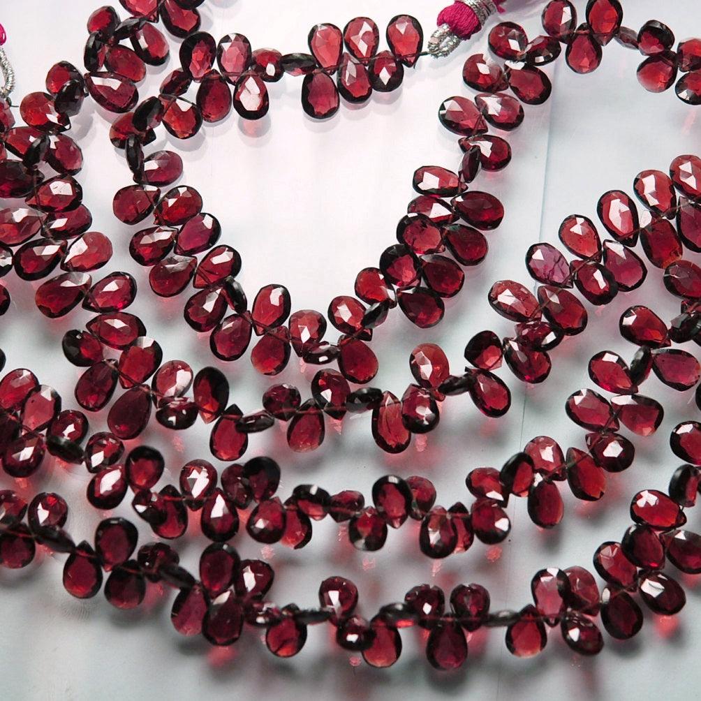 Rhodolite Garnet Faceted Pear Drop Briolette Gemstone Loose Beads 10" 8mm 9mm - Jalvi & Co.