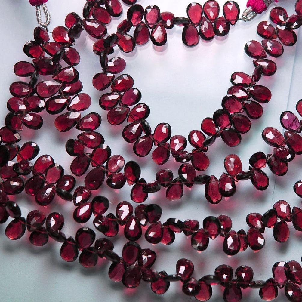 Rhodolite Garnet Faceted Pear Drop Briolette Gemstone Loose Beads 10" 8mm 9mm - Jalvi & Co.