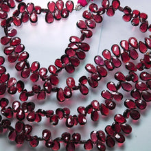 Load image into Gallery viewer, Rhodolite Garnet Faceted Pear Drop Briolette Gemstone Loose Beads 10&quot; 8mm 9mm - Jalvi &amp; Co.