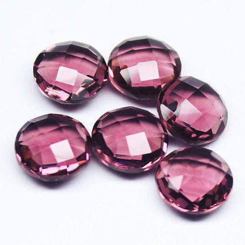 Rhodolite Pink Garnet Quartz Faceted Coin Loose Beads Matching Pair 6pc 10mm - Jalvi & Co.