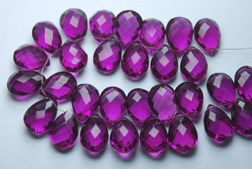 Rhodolite Pink Quartz Faceted Pear Shape Briolette Gemstone Beads 10pc 7x10mm - Jalvi & Co.