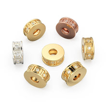 Load image into Gallery viewer, Roman 8mm Diamond Solid Gold Beads / 18k Solid Yellow Gold Spacer Finding / 3mm Hole Fancy Hefty Jewelry Making Supplies Beads - Jalvi &amp; Co.