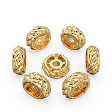 Load image into Gallery viewer, Rope Wheel Solid Gold Rondelle Beads, 14k Gold Handmade Tyre Spacer, 18k Gold Findings, Solid Gold Jewelry Making 8mm Gold Supplies - Jalvi &amp; Co.