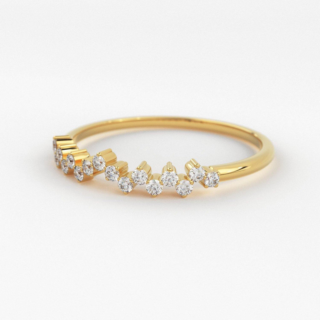 Rose Gold Diamond Wedding Band / Rose Gold Wedding Band / Rose Gold Stacking Diamond Ring / Dainty Rose Gold Diamond Ring / Crown Ring - Jalvi & Co.