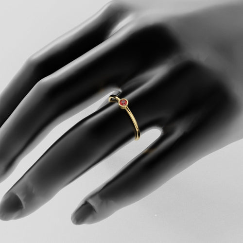 Rose Gold Ruby Ring / 14k Rose Gold Single Ruby 0.08ctw Engagement Ring / Ruby Gemstone Ring / Stacking Natural Ruby Ring / July Birthstone - Jalvi & Co.