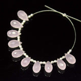 Rose Pink Chalcedony Faceted Tear Drop Briolette Beads 10 beads 10x5mm