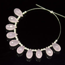 Load image into Gallery viewer, Rose Pink Chalcedony Faceted Tear Drop Briolette Beads 10 beads 10x5mm - Jalvi &amp; Co.