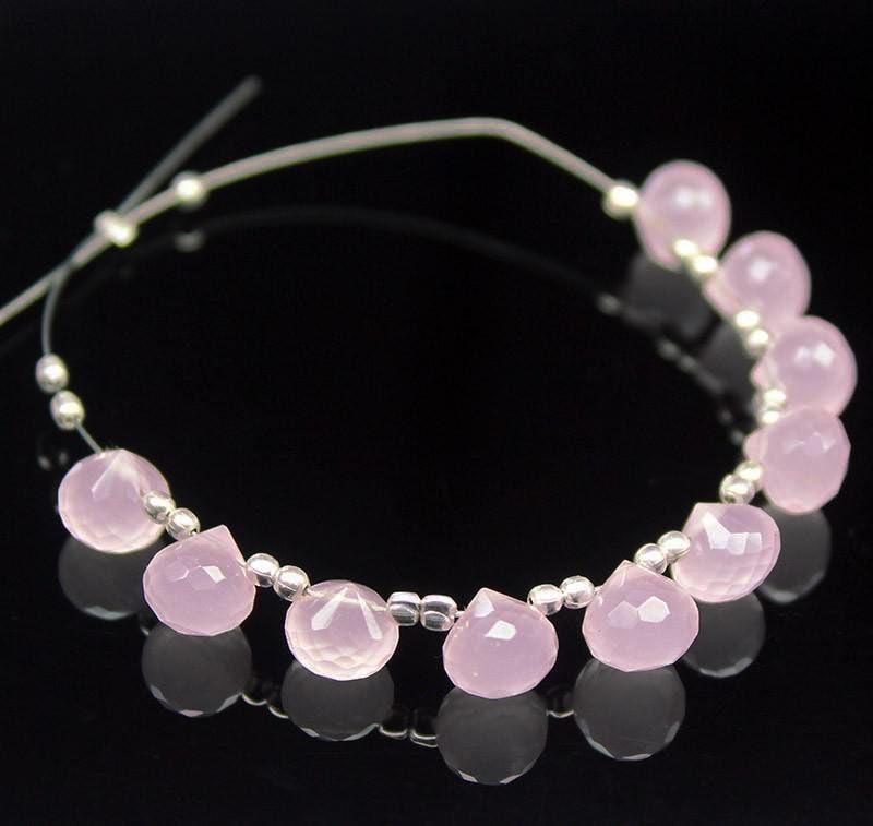 Rose Pink Quartz Faceted Onion Beads 7mm Ten Pairs, 20 pieces - Jalvi & Co.
