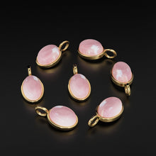 Load image into Gallery viewer, Rose Quartz 14k Gold Charms, Dainty Gold Charms, Price per piece, Necklace Findings, Oval Charms, Wholesale Charms - Jalvi &amp; Co.