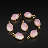 Rose Quartz 14k Gold Charms, Dainty Gold Charms, Price per piece, Necklace Findings, Oval Charms, Wholesale Charms