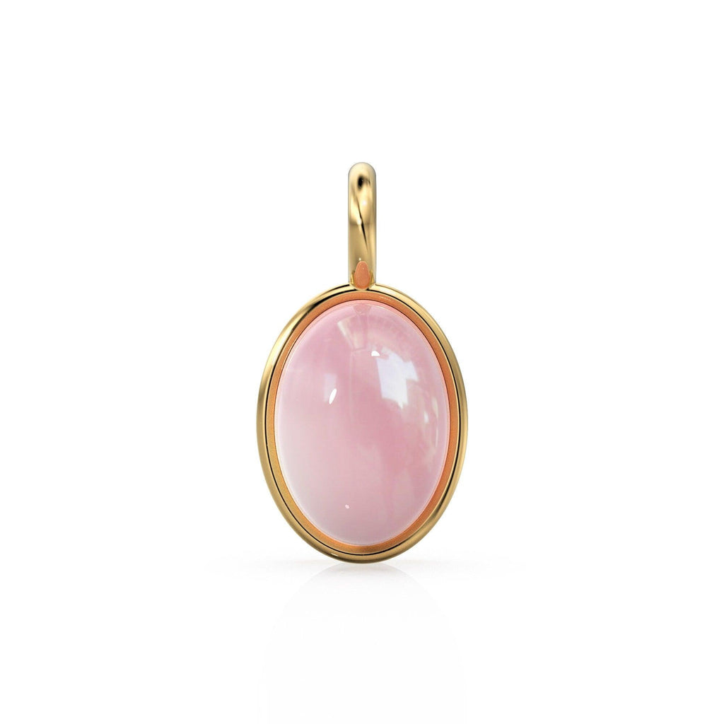 Rose Quartz 14k Gold Charms, Dainty Gold Charms, Price per piece, Necklace Findings, Oval Charms, Wholesale Charms - Jalvi & Co.