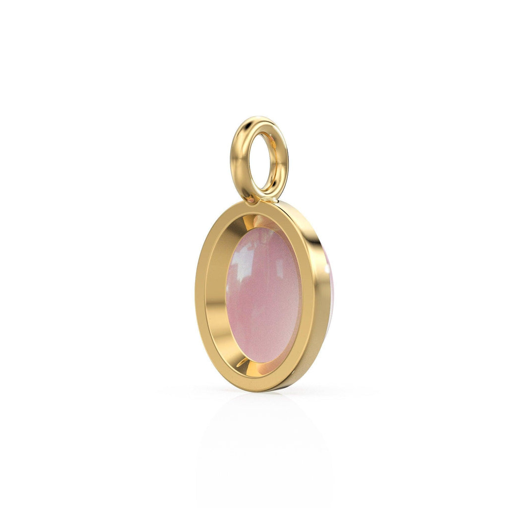 Rose Quartz 14k Gold Charms, Dainty Gold Charms, Price per piece, Necklace Findings, Oval Charms, Wholesale Charms - Jalvi & Co.