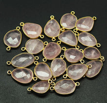 Load image into Gallery viewer, Rose Quartz Oval Silver Gold Vermeil Bezel Rim Connector Bezel 5pc 23mm 24mm - Jalvi &amp; Co.