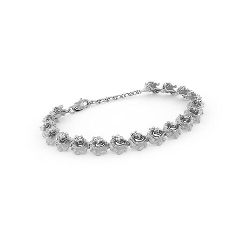 Rose Tennis Bracelet Emerald 14k Solid White Gold Handmade, Tennis Bracelet, Rose Bracelet, White Gold Bracelet, Diamond Bracelet - Jalvi & Co.