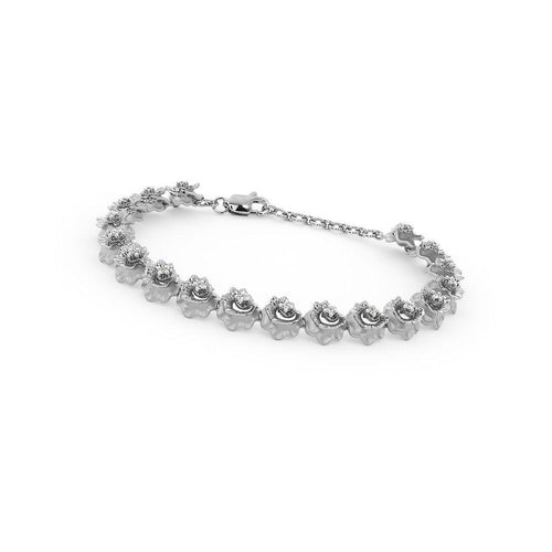 Rose Tennis Bracelet Emerald 14k Solid White Gold Handmade, Tennis Bracelet, Rose Bracelet, White Gold Bracelet, Diamond Bracelet - Jalvi & Co.