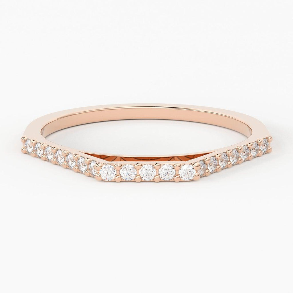 Round Cut Diamond Band / 14k Gold Brilliant Cut Women's Wedding Ring Available in Rose Gold White Gold - Jalvi & Co.