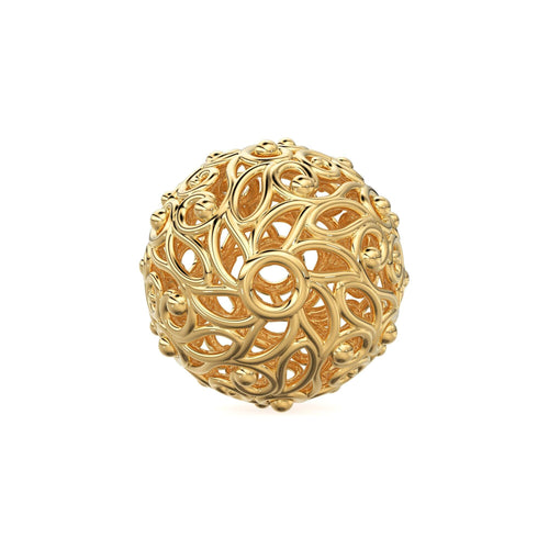Round Designer Floral Solid Gold 14k 18k Handmade Gold Spacer Bead Jewelry Making Supply 9.50mm 12mm - Jalvi & Co.