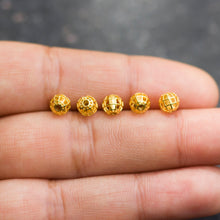 Load image into Gallery viewer, Round Designer Solid Gold 14k 18k Handmade Gold Spacer Bead Jewelry Making Supply 5mm - Jalvi &amp; Co.