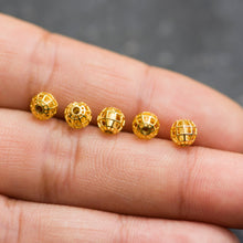 Load image into Gallery viewer, Round Designer Solid Gold 14k 18k Handmade Gold Spacer Bead Jewelry Making Supply 5mm - Jalvi &amp; Co.