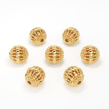 Load image into Gallery viewer, Round Designer Solid Gold 14k 18k Handmade Gold Spacer Bead Jewelry Making Supply 6mm - Jalvi &amp; Co.