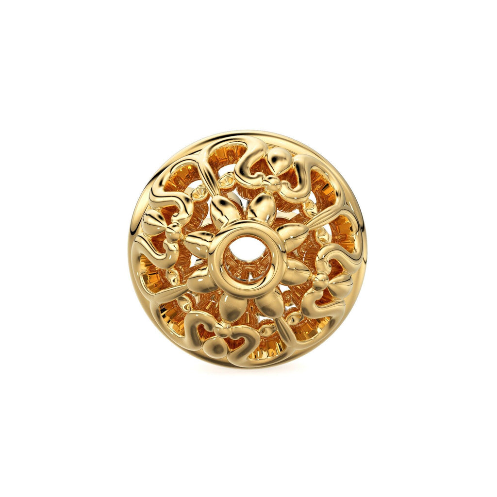 Round Designer Solid Gold 14k 18k Handmade Gold Spacer Bead Jewelry Making Supply 7mm - Jalvi & Co.