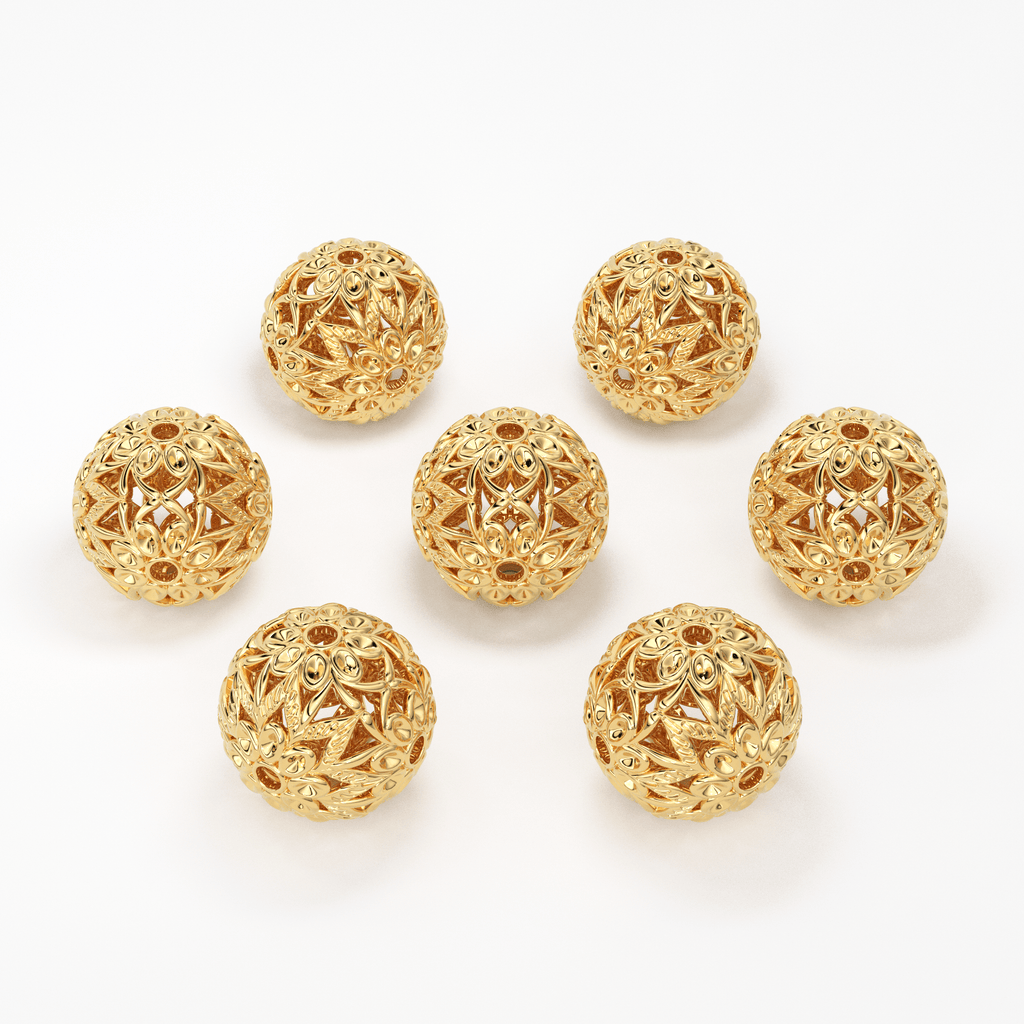 Round Designer Solid Gold 14k Solid Gold 18k Solid Gold Handmade Gold Spacer Bead Jewelry Making Supply 10mm - Jalvi & Co.
