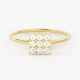 Round Diamond Band in 14k Gold / 9 Diamond Ring / Gold Band White Diamond Ring / Genuine Diamond Wedding Band