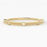 Round Diamond Band in 14k Gold / Braided Diamond Ring / Gold Band White Diamond Ring / Braid Diamond Wedding Band