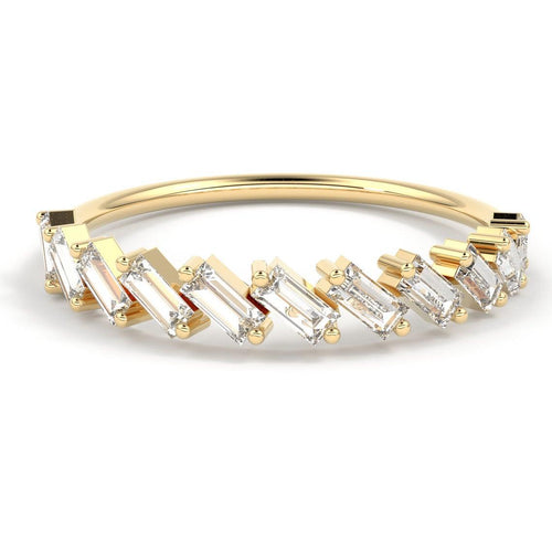 Round Diamond Band in 14k Gold / Brilliant Diamond Ring / Gold Band White Diamond Ring / Brilliant Diamond Wedding Band - Jalvi & Co.