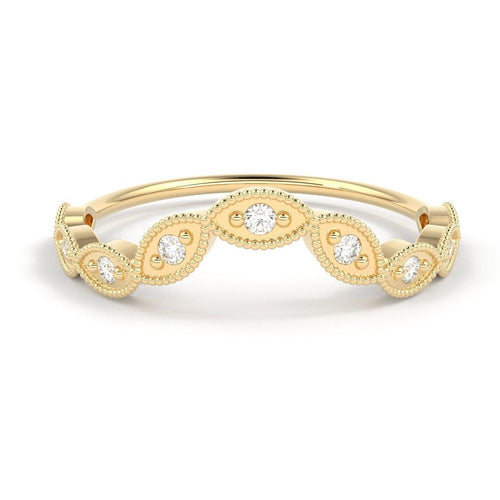 Round Diamond Band in 14k Gold / Brilliant Diamond Ring / Gold Band White Diamond Ring / Brilliant Diamond Wedding Band - Jalvi & Co.