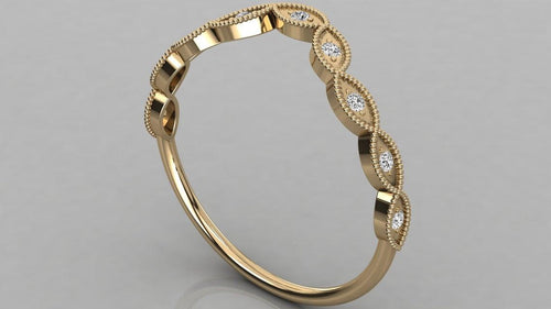 Round Diamond Band in 14k Gold / Brilliant Diamond Ring / Gold Band White Diamond Ring / Brilliant Diamond Wedding Band - Jalvi & Co.