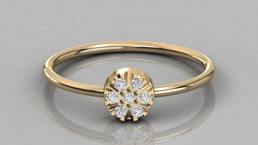 Round Diamond Band in 14k Gold / Brilliant Diamond Ring / Gold Band White Diamond Ring / Genuine Diamond Wedding Band - Jalvi & Co.