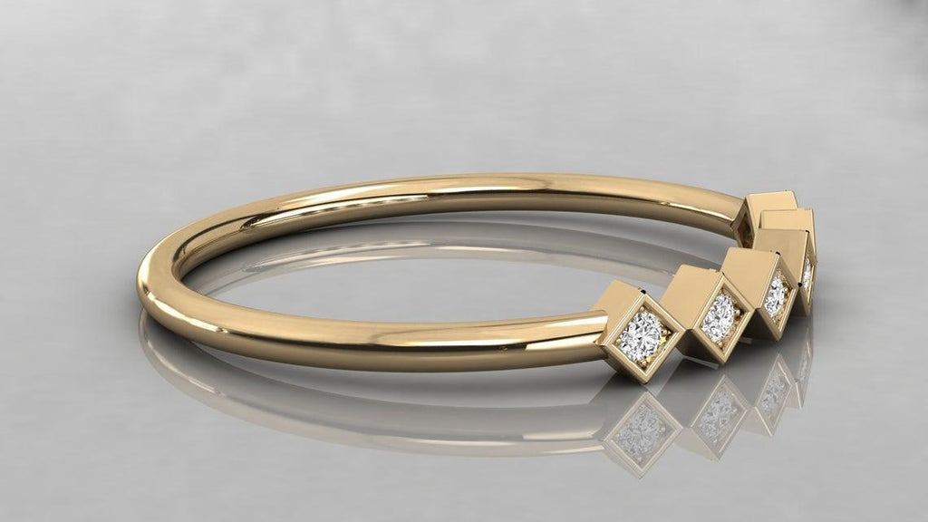 Round Diamond Band in 14k Gold / Brilliant Diamond Ring / Gold Band White Diamond Ring / Round Diamond Wedding Band - Jalvi & Co.