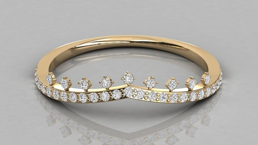 Round Diamond Band in 14k Gold / Brilliant Diamond Ring / Gold Band White Diamond Ring / Round Diamond Wedding Band - Jalvi & Co.