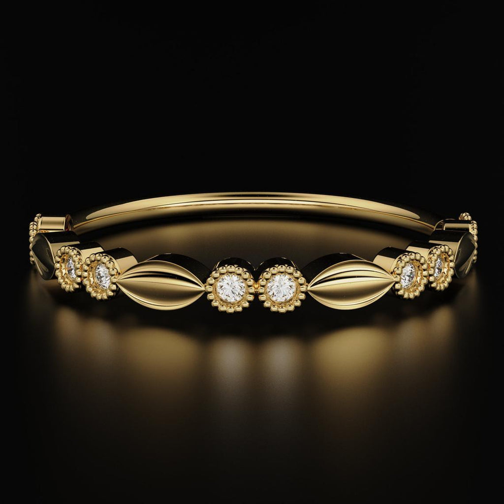Round Diamond Band in 14k Gold / Brilliant Gold Diamond Ring / Gold Band White Diamond Ring / Round Diamond Wedding Band - Jalvi & Co.