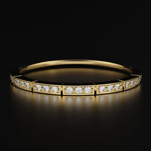 Round Diamond Band in 14k Gold / Brilliant Gold Diamond Ring / Gold Band White Diamond Ring / Round Diamond Wedding Band - Jalvi & Co.